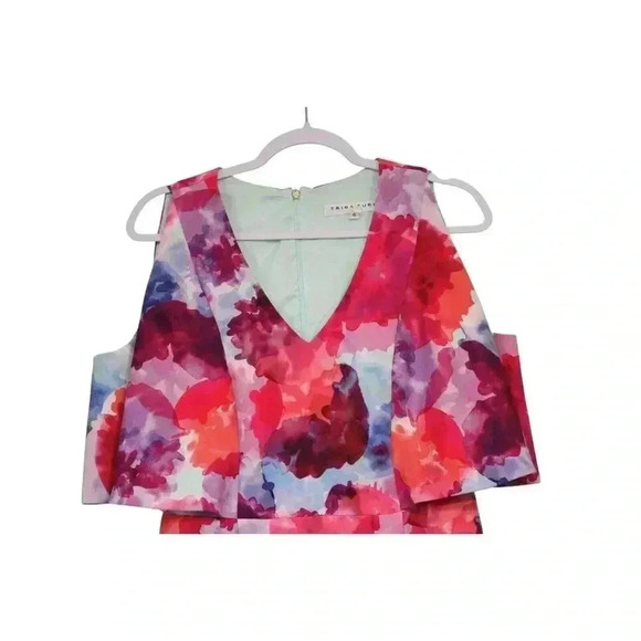 Trina Turk Dress Size 8 Multicolor Floral Oakhurst Watercolor Artsy Formal - Picture 3 of 12